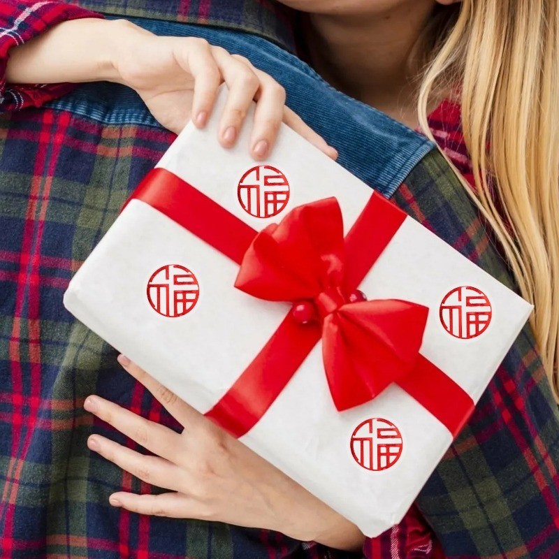 500 Đề Can Phước Lành Lễ Hội Mùa Xuân - Tự Dính, Tốt Lành, Tròn - Nhãn Dán Nhân Vật Fu Năm Mới - Để Trang Trí Quà Tặng Lễ Hội - Nhãn Niêm Phong Phong
