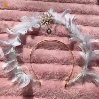 Băng đô thiên thần trắng Halloween Băng đô chống trượt Angel Plume Trang phục băng đô
