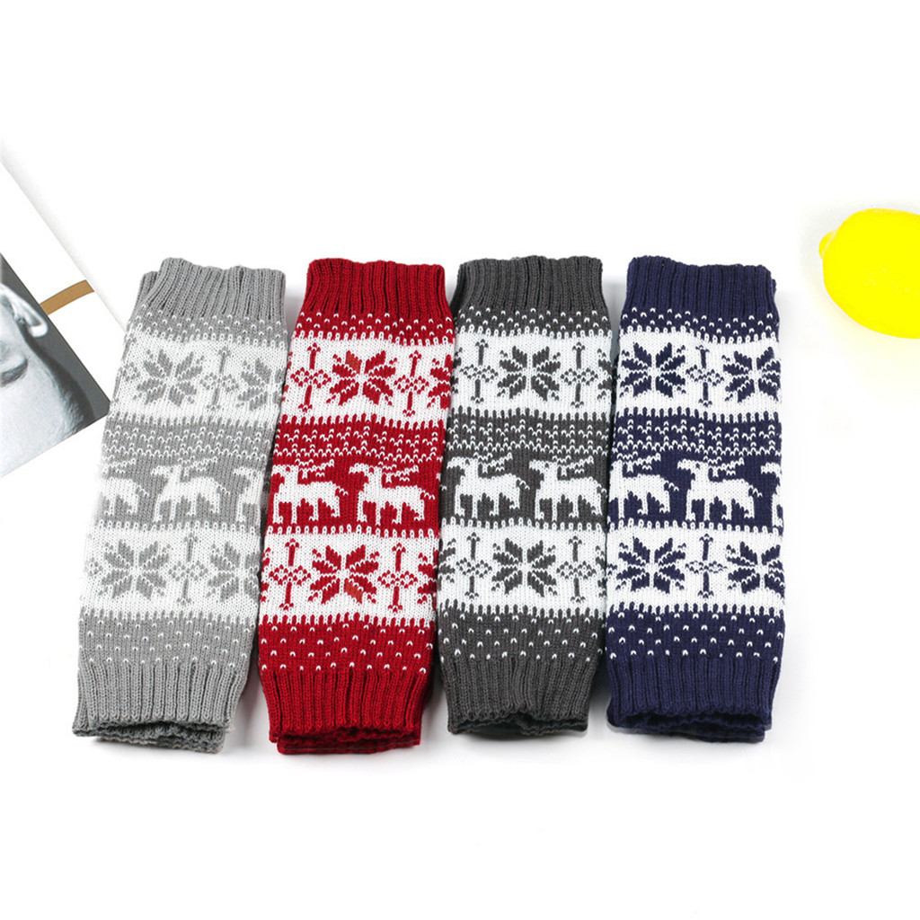 Codstore _ 1 Cặp Vỏ Bê Mùa Đông Dệt Kim Chống Trơn Trượt Phong Cách Giáng Sinh Độ Đàn Hồi Cao Nai Sừng Tấm Bông Tuyết Jacquard Piled Tất Dày Mặc Hàng Ngày Thể Thao Đi Chơi Chân Ấm