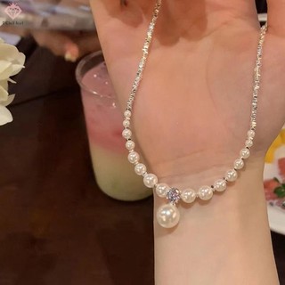 [Pcwkkef] Vòng cổ ngọc trai giác quan tiên tiến thời trang dành cho nữ Cô gái Mặt dây chuyền ngọc trai đơn giản Chuỗi xương đòn Phụ kiện trang sức dự tiệc Quà tặng Mới