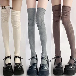 Luimo Màu Trơn Đùi Vớ Cao Cấp Nữ Hợp Thời Trang Trên Đầu Gối Nữ Tất Dài Giữ Nhiệt Cotton Cao Ống Legging SBS