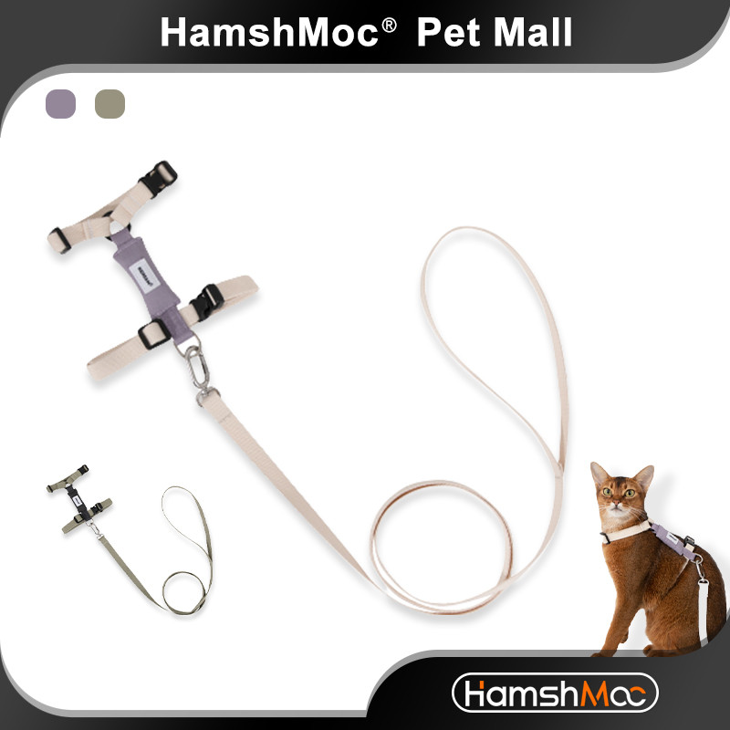 HamshMoc Bộ dây nịt và dây xích mèo chống thoát hiểm có thể điều chỉnh Áo Vest mèo con nhẹ có dây dẫn bền cho thú cưng