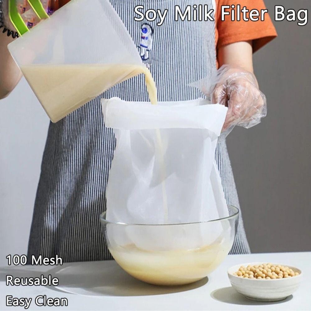 Túi lọc sữa đậu nành SLICELLIFE, Bộ lọc nước ép cà phê trà Nylon 100 lưới, Bộ lọc có thể gập lại có thể tái sử dụng dễ dàng làm sạch