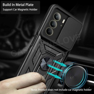 Ốp Điện Thoại Cho Realme C75 C75X C71 14X 14 14T 15T 15 Pro Note 70 70T 4G 5G 2025 Thời Trang Sang Trọng Kim Loại Giáp Vòng Giá Đỡ Đẩy Kéo Camera Vỏ Bảo Vệ Chống Sốc Vỏ Cứng