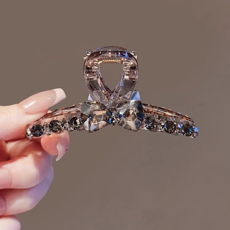 7.2cm Zircon Sáng Bóng Kim Cương Giả Nơ Tóc | Kẹp Cá Mập Đầu Lưng, 2026 Phong Cách Mới Vừa Kẹp Tóc