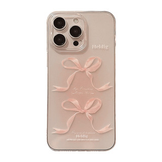 [Sheren] Vỏ iPhone nơ màu hồng ngọt ngào 14 trong suốt iphone15promax Silicone 11 Vỏ bảo vệ chống sốc