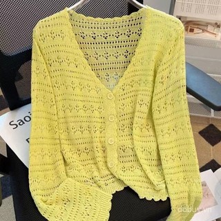 2025 Áo khoác cardigan dài tay cắt ngắn bằng lụa lạnh nhẹ mùa hè bảo vệ khỏi nắng cho phụ nữ
