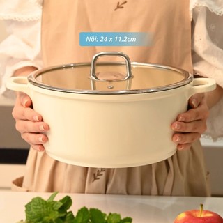 Bộ nồi phủ gốm Haatz chống dính chịu nhiệt cao an toàn cho sức khỏe dùng cho mọi loại bếp