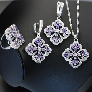 Châu Âu Mỹ ins Phong Cách Mới Cỏ Ba Lá Zircon Bộ Trang Sức Nữ