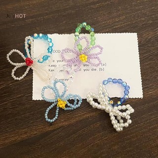 JULYHOT Nhiều Màu Sắc Đính Hạt Hoa Nhẫn Nữ Bé Gái Thời Trang Hàn Quốc Ngọt Ngào Hoa Lớn Nhẫn Ngón Tay Trang Sức Thẩm Mỹ Y2K Phụ Kiện Massivedeals