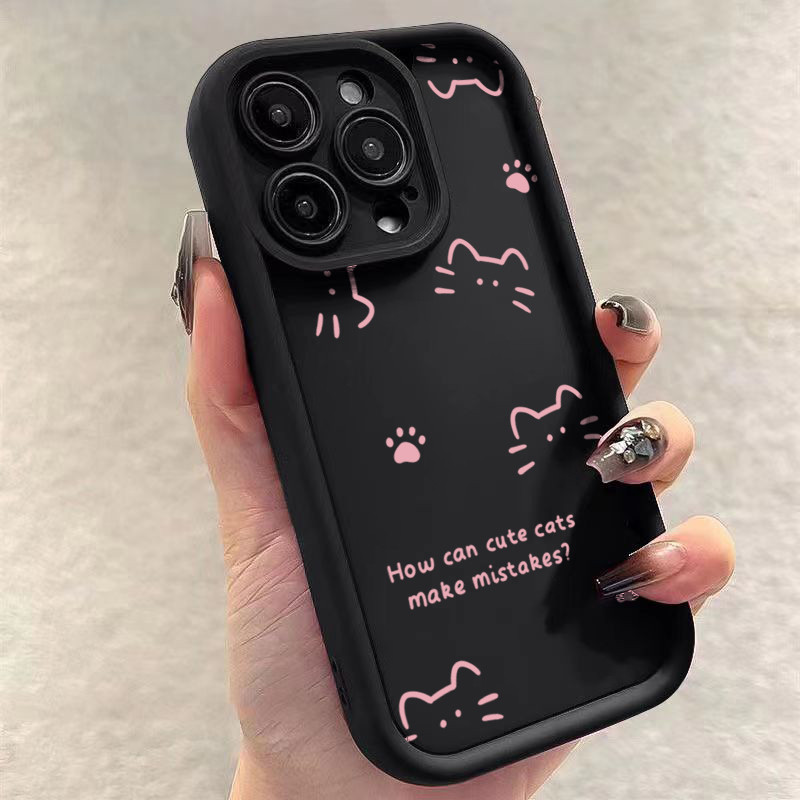 Dành Cho Infinix Hot 50i 40i 30i 30 Chơi NFC Note 40 Pro 30 5G Smart 9 8 7 Tecno Spark 30C 20C 10 GO 2024 Camon 20 Pro Mèo Dễ Thương Silicon Mềm Góc Mắt Chống Sốc