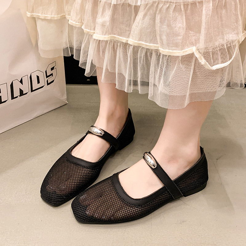 Atikota Thoáng Khí Rỗng Ra Đầu Vuông Slip On Giày Nhẹ Thoải Mái Mary Janes Dành Cho Nữ