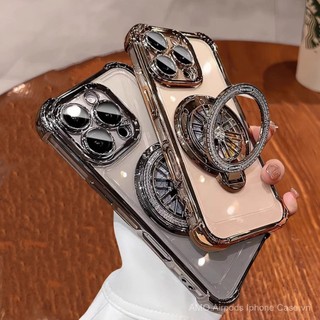 Ốp điện thoại xoay từ tính mạ titan sang trọng cho iPhone 16 Pro Max 15 14 13 12 11 Pro Max 16 Plus, trong suốt, bảo vệ chống sốc