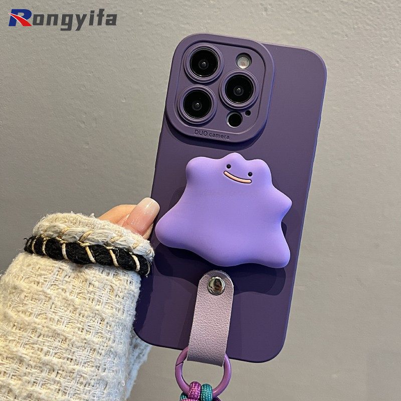 Vỏ Đựng Quái Vật Cho iPhone 16E 16 Pro Max 15 14 Plus 13 12 Mini 11 Pro Max X XR XS Max 8 7 6 6s Plus SE2 SE3 Vỏ Điện Thoại Hoạt Hình Dễ Thương Ốp Lưng Mềm Có Dây Buộc