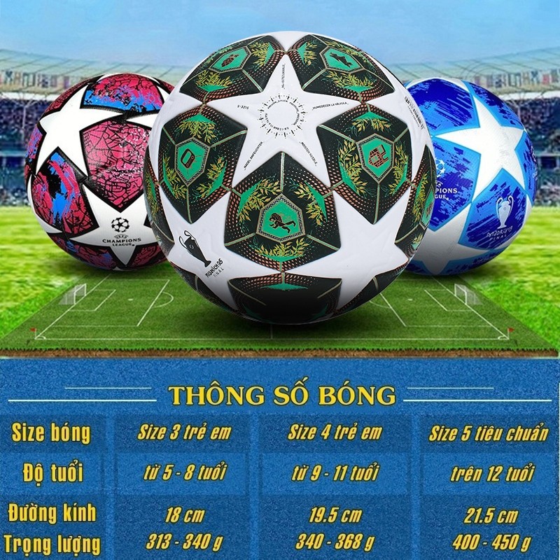 Trái Banh Đá Bóng Size Số 4 5 Quả Bóng Đá Chính Hãng King Ball Ngoại Hạng C1 Champions Euro Trẻ Em