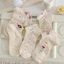 Tất ngắn mùa hè cho bé gái họa tiết hoạt hình chấm bi, cotton nguyên chất, phong cách ngọt ngào