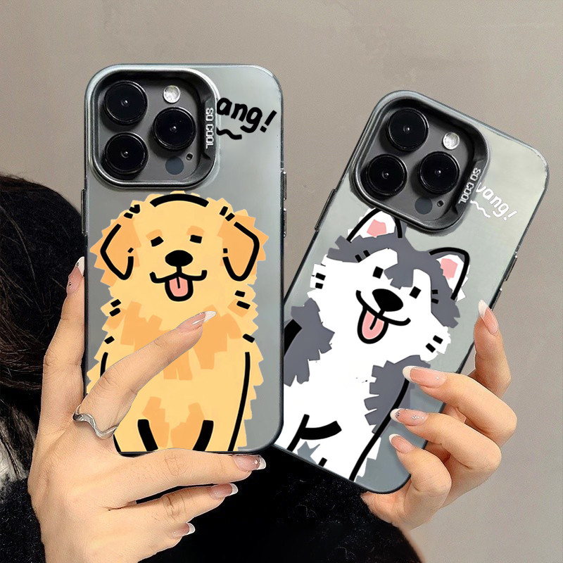 Ốp Lưng Cho Redmi Note 14 13 12 11 Pro Plus 5G 10 Pro 12S 11S Redmi 14C 12 13 13C 4G Hoạt Hình Dễ Thương Chó IMD Kim Loại Cứng Chống Sốc