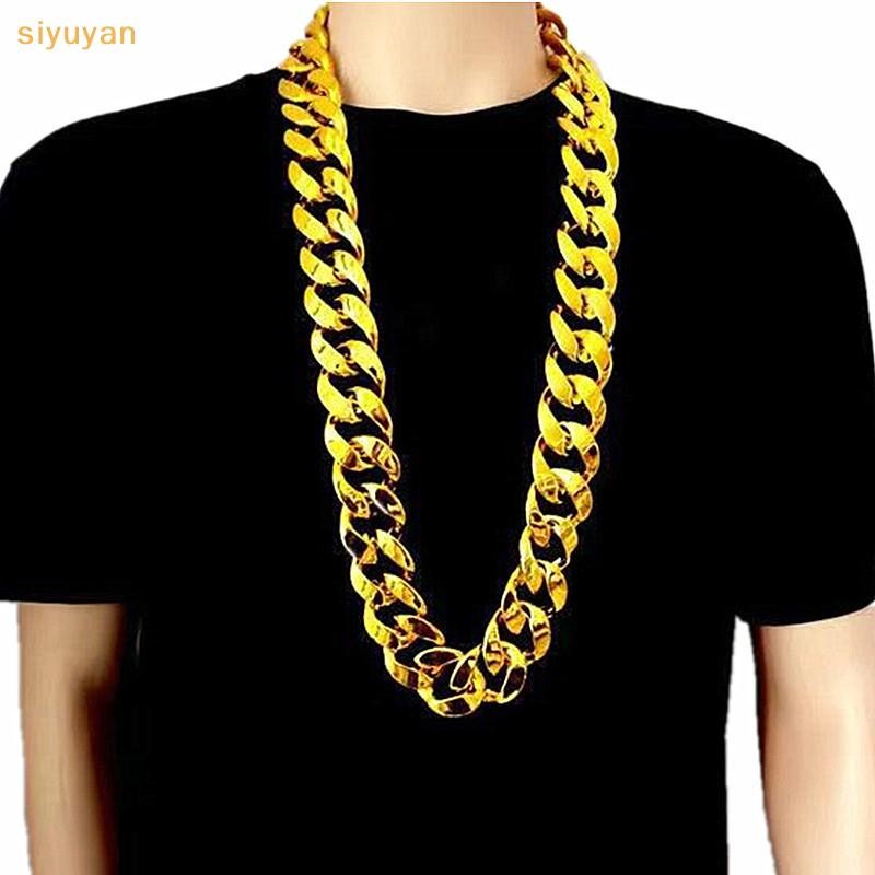 Siyuyan 50-120cm Quá Khổ Lớn Chunky Vòng Cổ Vàng Hip Hop Punk Gothic Rock Mặt Dây Chuyền Nhựa Đảng Đạo Cụ VN