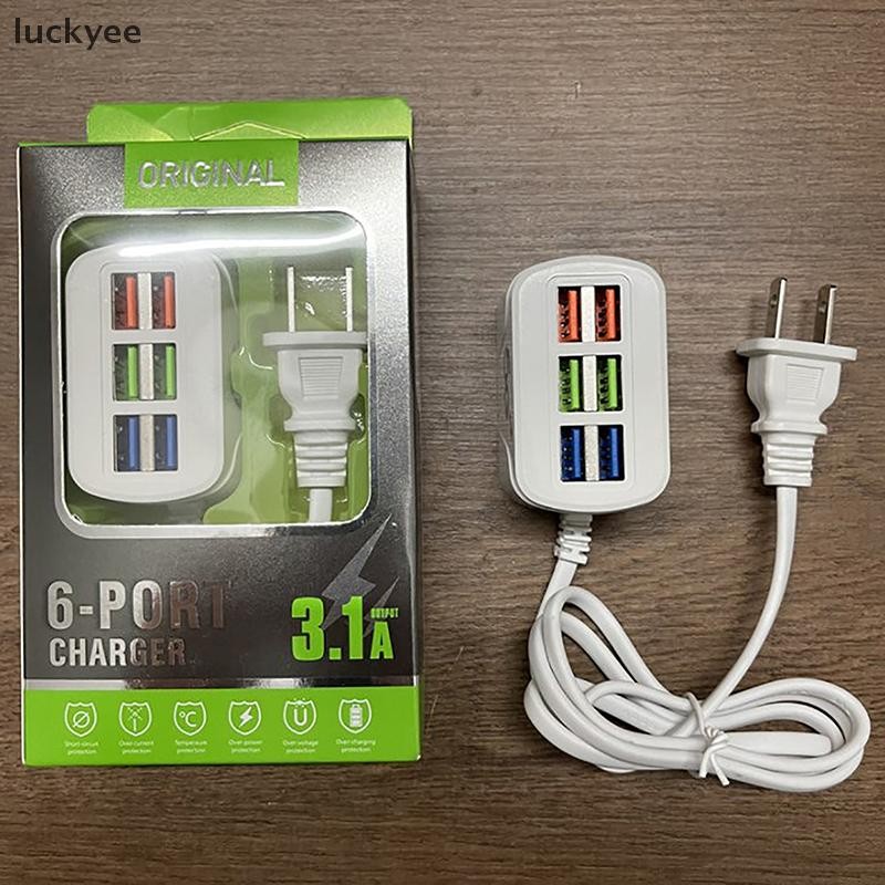Luckyew Sạc Điện Thoại USB Power Strip al Sạc Nhanh 6 Cổng USB Ổ Cắm Nối Dài HUB Splitter TQ