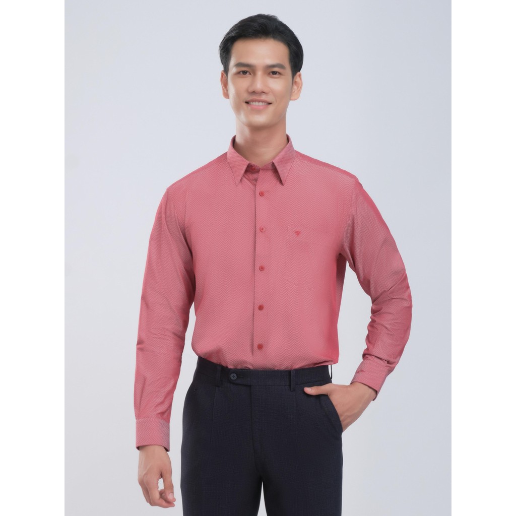 Áo sơ mi tay dài vạt tròn VIETTIEN vải Hoa hồng form REGULAR VT00000234