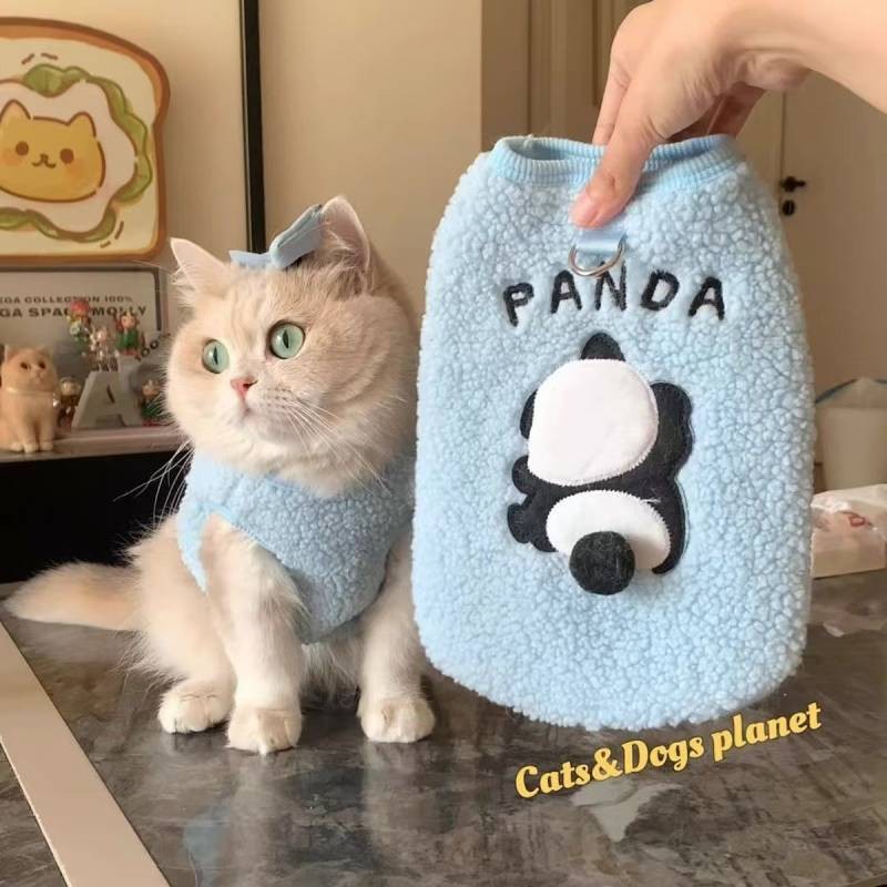 【Ready Stock】 Pet Clothes Dog Small and Medium-Sized Dogs Cat Autumn and Winter Warm Fleece Padded Teddy Bichon Vest Vest Sweater endW