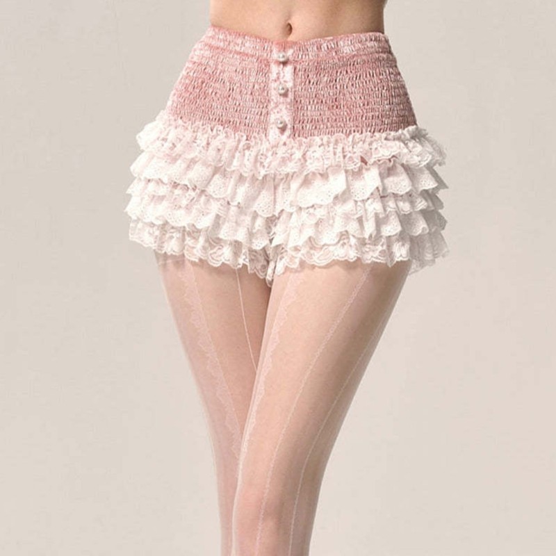 Quần short viền ren nữ VIC Vải Polyester mềm mại cho một cái nhìn ngọt ngào và sành điệu