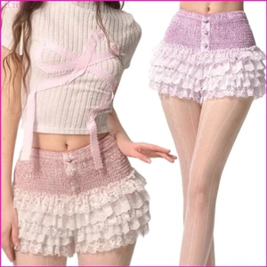 Quần short viền ren nữ VIC Vải Polyester mềm mại cho một cái nhìn ngọt ngào và sành điệu