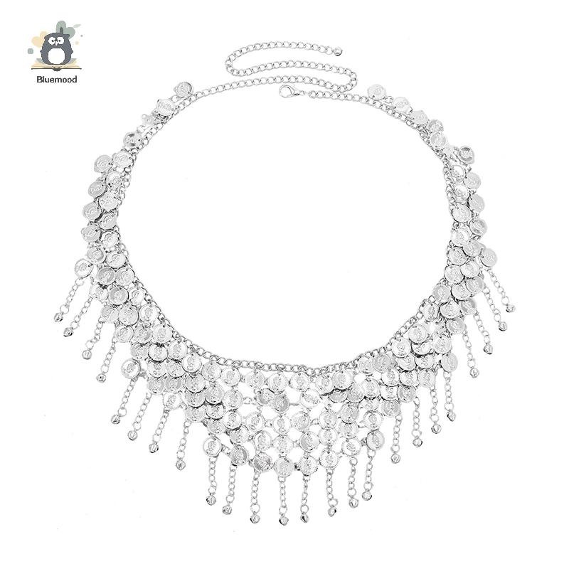 [Bluemood] Dây đeo thắt lưng nhiều lớp múa bụng Phụ nữ mới Dây xích cơ thể sel Dây chuyền kim loại dân tộc Bohemian Mới