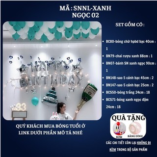Set trang trí sinh nhật người lớn kiểu hàng quốc màu trắng xanh SNNL-XANH NGỌC 02,Bóng bay trang trí sinh nhật cho bé