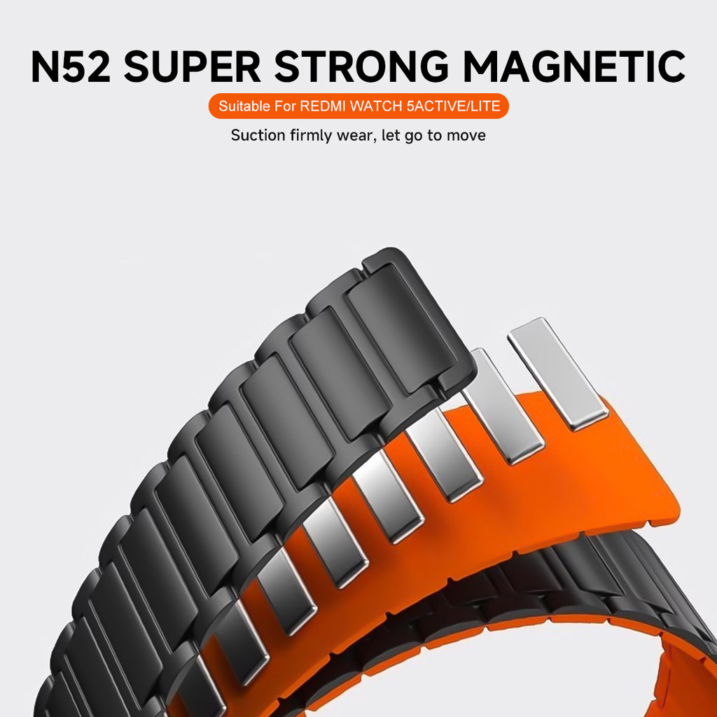Dây đeo từ tính silicon + vỏ tương thích với phụ kiện đồng hồ thay thế Redmi Watch 5 Active / 5 Lite