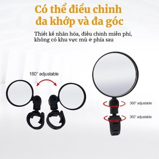 Gương Chiếu Hậu Xe Đạp Loại Tròn Có Thể Xoay Và Gập 360 Độ, Xe Đạp Bên Ống Kính Chiếu Hậu Phụ Kiện An Toàn