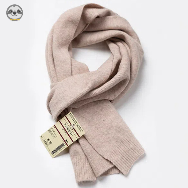 Khăn quàng cổ len pha trộn cao cấp phong cách Nhật Bản Muji, phù hợp thu đông, dệt kim ngắn