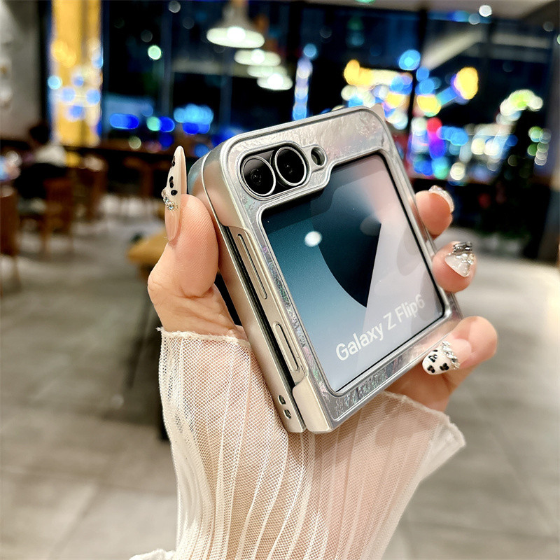 Vỏ sợi băng và lông vũ đầy màu sắc bằng Laser cho Samsung Galaxy Z Flip 5 Flip 6 Flip 4 Z Flip 4 5 6 Vỏ bảo vệ Camera cứng
