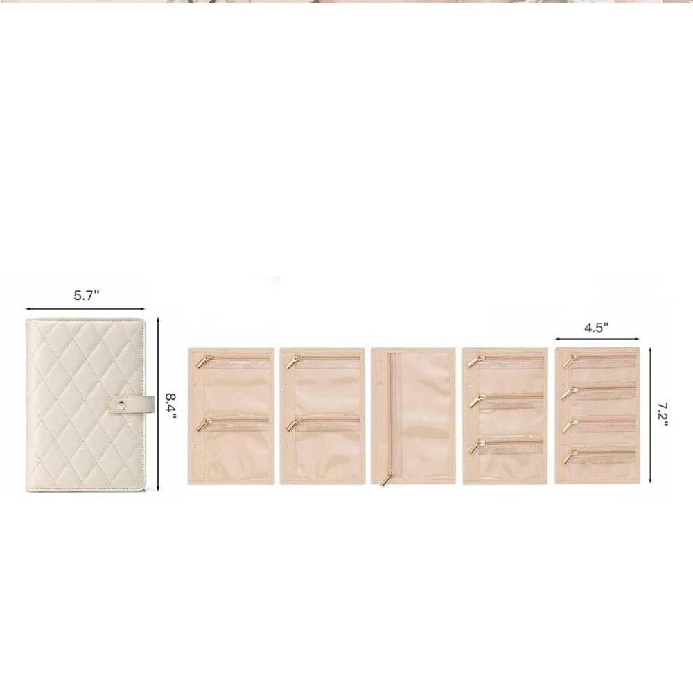 Sách lưu trữ chất kết dính vòng cổ SLICELLIFE, Sách lưu trữ trang sức nhung trong suốt, có túi dây kéo Túi lưu trữ bằng da PU sang trọng để trang sức