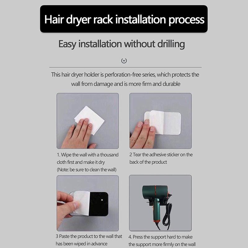 Giá đỡ máy sấy tóc TMOY Giá đỡ treo tường bằng nhựa Không đục lỗ Giá sắp xếp tự dính Kệ tổ chức tại nhà Phụ kiện TCS