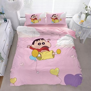G13 Crayon Shin-chan 3IN1 Ga trải giường Vỏ chăn gối Bộ chăn ga gối Phòng ngủ gia đình Có thể giặt được Bộ đồ dễ thương G13