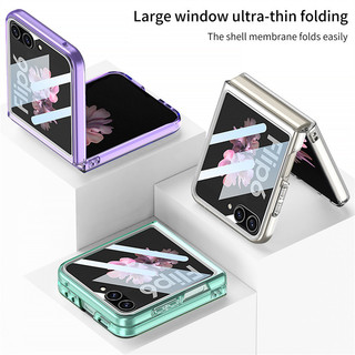 Dành Cho Samsung Z Flip 6 Flip 5 Ốp Lưng Trong Suốt Có Bảo Vệ Màn Hình Cửa Sổ Lớn Siêu Mỏng PC Trong Suốt Bao Da Cho Samsung Galaxy Z Flip 5 6