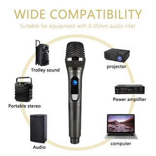 Micro không dây UHF Micro Karaoke năng động cầm tay kép có đầu thu sạc cho bữa tiệc cưới Câu lạc bộ nhà thờ