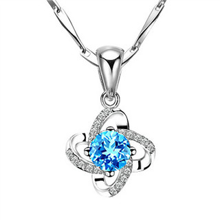 Vòng Cổ Kim Cương Mosan Bạc S925 Mặt Dây Chuyền Hoa May Mắn Màu Xanh Mosan Kim Cương Bạc Mặt Dây Chuyền Bốn Cánh Hoa S86