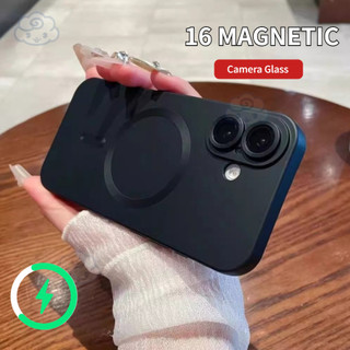 Vỏ Mờ Sang Trọng Cho iPhone 16 15 14 13 12 11 Pro Max Plus Vỏ Camera Từ Tính Bảo Vệ Kính Không Có Vân Tay Mặt Sau