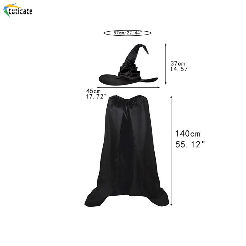 Bộ áo choàng và mũ phù thủy Halloween mềm mại cho các lễ hội biểu diễn sân khấu câu lạc bộ