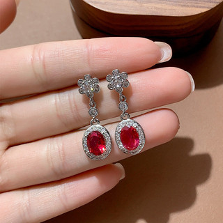 Châu Âu Mỹ ins Phong Cách Mới Kim Cương Ruby Bông Tai Nữ