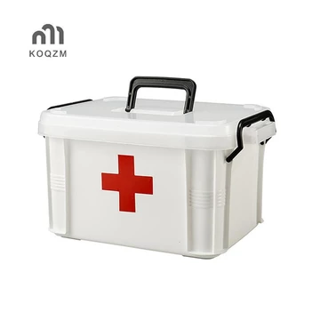 [KOQZM] Bộ sơ cứu Hộp lưu trữ thuốc Hộp khẩn cấp di động đựng thuốc hai lớp gia đình Hộp đựng thuốc Bộ dụng cụ y tế [mới]