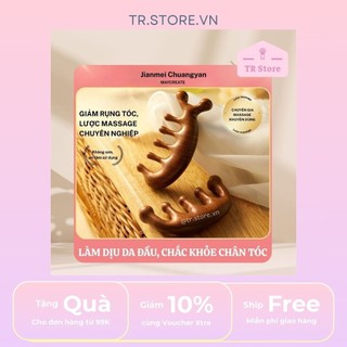 Lược massage đầu gỗ đàn hương M'aycreate - Kèm 2 đầu ấn huyệt thư giãn