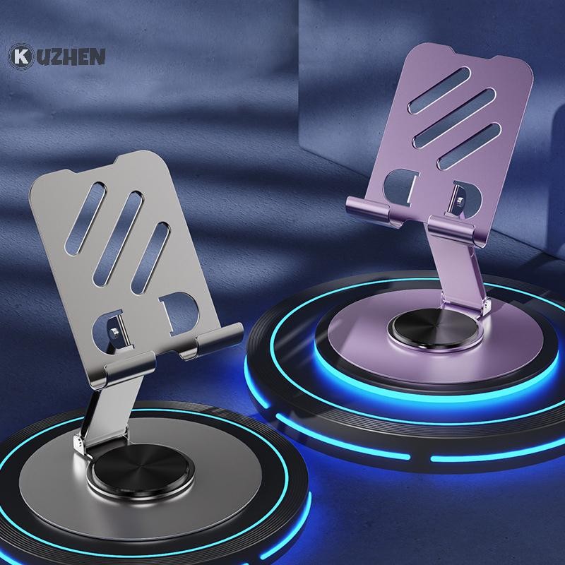 Kim loại KUZHEN 360° Xoay Điện Thoại Di Động Giá Đỡ Máy Tính Bảng Chống Trượt Có Thể Gập Lại Điều Chỉnh Di Động Lười Để Bàn Sống Điện Thoại Di Động Đứng Gắn HOT
