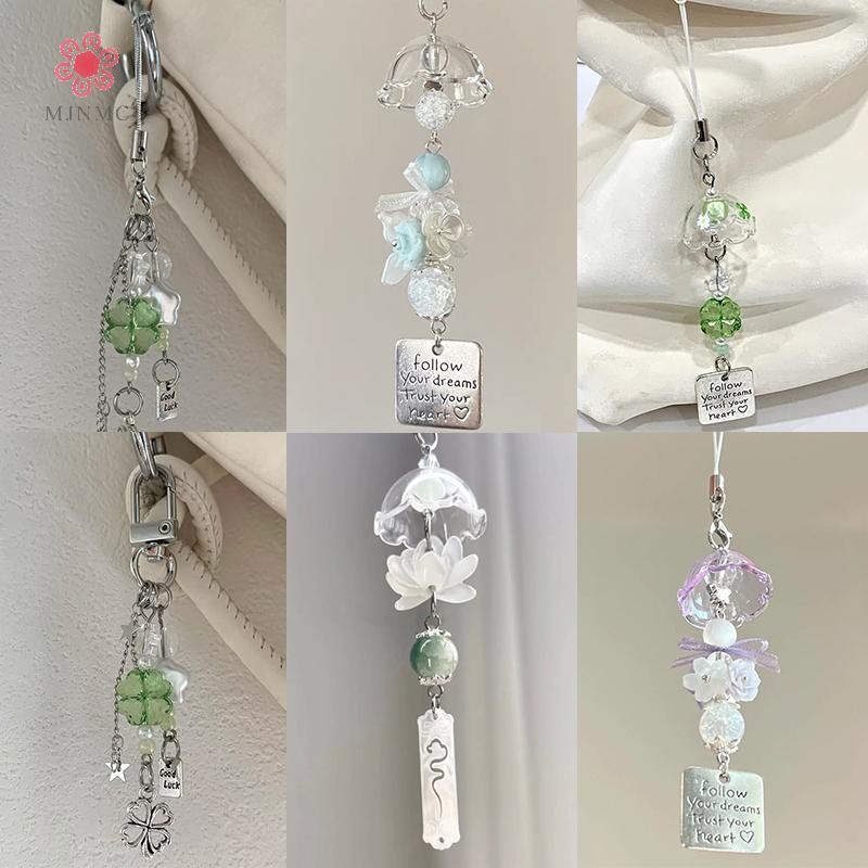 MJnmc Trong Suốt Móc Khóa Dễ Thương Chuông Gió Mặt Dây Chuyền Móc Khóa Điện Thoại Di Động Dây Túi Phụ Kiện Trang Trí Nhà Cửa Mới