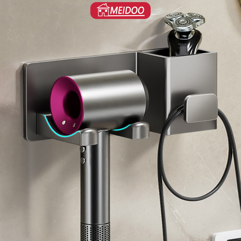 MEIDOO Giá đỡ phòng tắm, giá để đồ bằng nhôm Giá Treo Máy Sấy Tóc Gắn Tường Không Cần Khoan