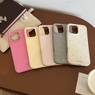 [Sheren] Vỏ điện thoại chấm bi màu trơn đơn giản Thích hợp cho i16 15 14 13 12 11 pro max Vỏ bảo vệ chống sốc