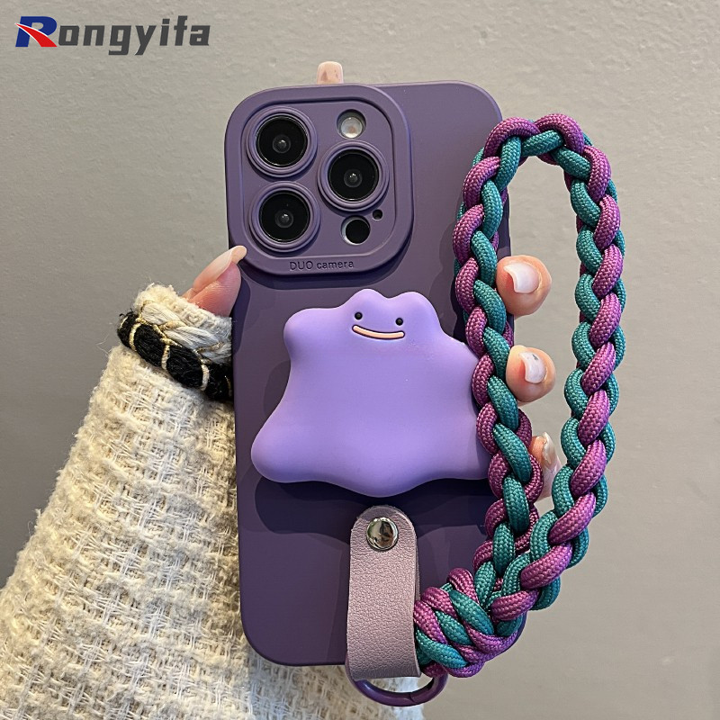 Vỏ Đựng Quái Vật Cho iPhone 16E 16 Pro Max 15 14 Plus 13 12 Mini 11 Pro Max X XR XS Max 8 7 6 6s Plus SE2 SE3 Vỏ Điện Thoại Hoạt Hình Dễ Thương Ốp Lưng Mềm Có Dây Buộc