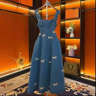 Chó Con Thêu Áo Vest Váy Denim Hoạt Hình Hàng Hóa Mùa Hè Plus Kích Thước Mỏng Hơn